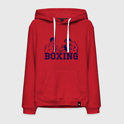 Толстовка-худи хлопковая мужская Бокс Boxing is cool, цвет: красный