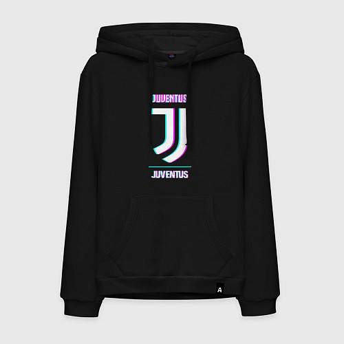 Мужская толстовка-худи Juventus FC в стиле Glitch / Черный – фото 1
