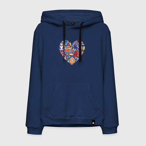 Мужская толстовка-худи Сердце Россия / Тёмно-синий – фото 1