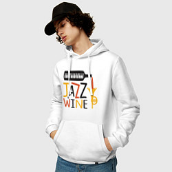 Толстовка-худи хлопковая мужская Jazz & Wine, цвет: белый — фото 2