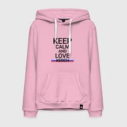 Толстовка-худи хлопковая мужская Keep calm Kerch Керчь, цвет: светло-розовый