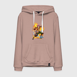 Толстовка-худи хлопковая мужская Нацу Драгнил и Хеппи, цвет: пыльно-розовый