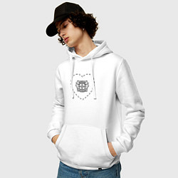 Толстовка-худи хлопковая мужская Лого Bayer 04 в сердечке, цвет: белый — фото 2