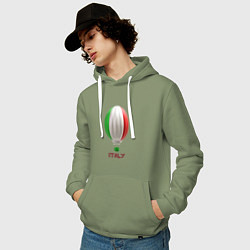Толстовка-худи хлопковая мужская 3d aerostat Italy flag, цвет: авокадо — фото 2