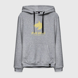 Толстовка-худи хлопковая мужская Космические волки лого винтаж, цвет: меланж