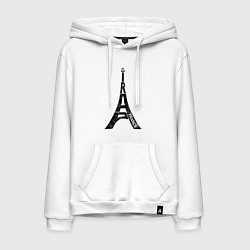 Толстовка-худи хлопковая мужская Эйфелева башня Париж Франция, цвет: белый