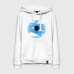 Толстовка-худи хлопковая мужская Аэростат в небе, цвет: белый