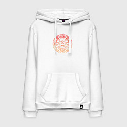 Толстовка-худи хлопковая мужская Skull red orange gradient, цвет: белый