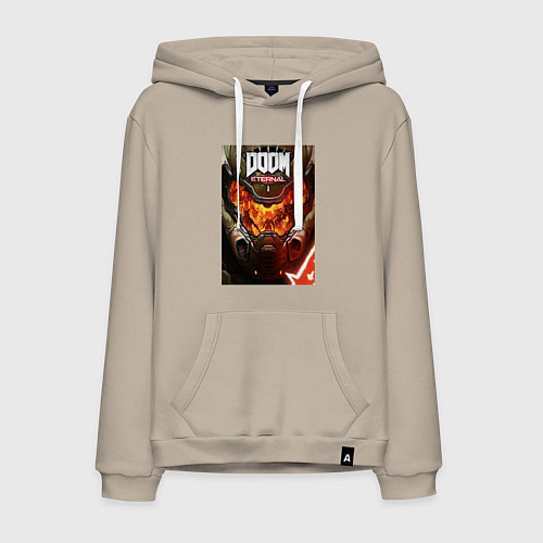 Мужская толстовка-худи Doom eternal - poster / Миндальный – фото 1