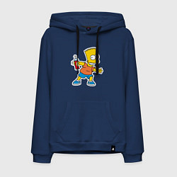 Толстовка-худи хлопковая мужская Барт Симпсон с баплончиком для граффити, цвет: тёмно-синий