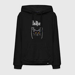 Толстовка-худи хлопковая мужская The Beatles rock cat, цвет: черный