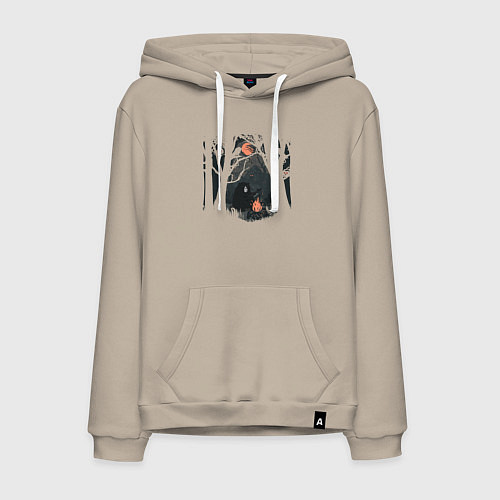 Мужская толстовка-худи Оранжевая луна и песни под гитару / Миндальный – фото 1