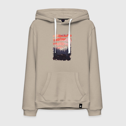 Мужская толстовка-худи Бездорожье и закат / Миндальный – фото 1