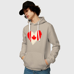 Толстовка-худи хлопковая мужская Сердце - Канада, цвет: миндальный — фото 2