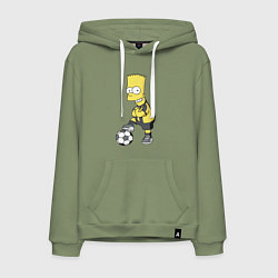 Толстовка-худи хлопковая мужская Барт Симпсон - крутой футбольный форвард, цвет: авокадо