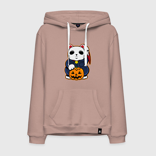 Мужская толстовка-худи Cat Halloween / Пыльно-розовый – фото 1