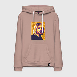 Толстовка-худи хлопковая мужская Nirvana - Cobain, цвет: пыльно-розовый