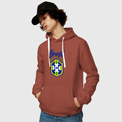 Толстовка-худи хлопковая мужская Brasil Football, цвет: кирпичный — фото 2