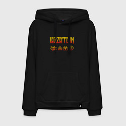 Толстовка-худи хлопковая мужская Led Zeppelin - logotype, цвет: черный