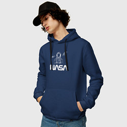 Толстовка-худи хлопковая мужская Nasa - космонавт, цвет: тёмно-синий — фото 2