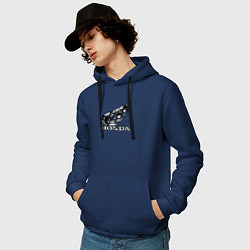 Толстовка-худи хлопковая мужская Хонда логотип, цвет: тёмно-синий — фото 2