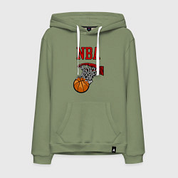 Толстовка-худи хлопковая мужская Basketball - NBA logo, цвет: авокадо