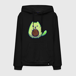 Толстовка-худи хлопковая мужская Avocado green cat, цвет: черный