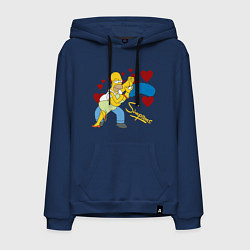 Толстовка-худи хлопковая мужская Гомер и Мардж Симпсон, цвет: тёмно-синий