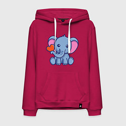 Толстовка-худи хлопковая мужская Love Elephant, цвет: маджента