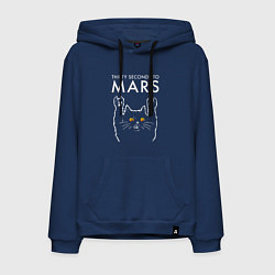 Толстовка-худи хлопковая мужская Thirty Seconds to Mars rock cat, цвет: тёмно-синий