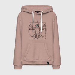 Толстовка-худи хлопковая мужская Vitruvian Bender, цвет: пыльно-розовый