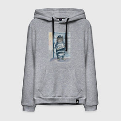 Толстовка-худи хлопковая мужская Акварельный рисунок плохой кот, цвет: меланж