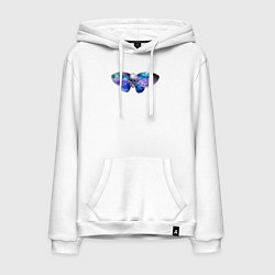Толстовка-худи хлопковая мужская Череп - бабочка, цвет: белый