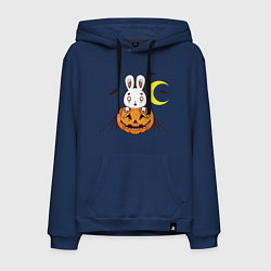 Толстовка-худи хлопковая мужская Кролик - Хэллоуин, цвет: тёмно-синий