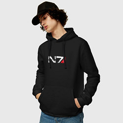 Толстовка-худи хлопковая мужская Mass Effect N7 - Logotype, цвет: черный — фото 2