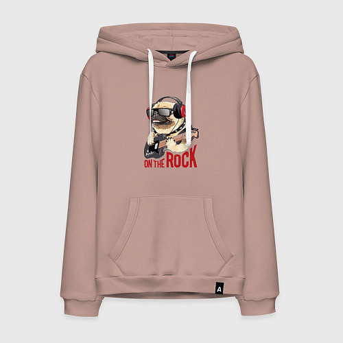 Мужская толстовка-худи Крутой мрпс играет на гитаре / Пыльно-розовый – фото 1