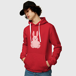 Толстовка-худи хлопковая мужская Розовый зайчонок, цвет: красный — фото 2