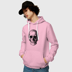 Толстовка-худи хлопковая мужская Полупрозрачный череп, цвет: светло-розовый — фото 2