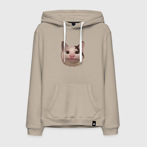 Мужская толстовка-худи Polite cat meme / Миндальный – фото 1