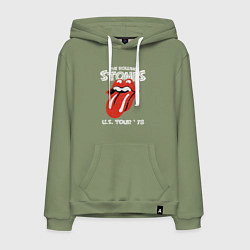 Толстовка-худи хлопковая мужская The Rolling Stones 78, цвет: авокадо