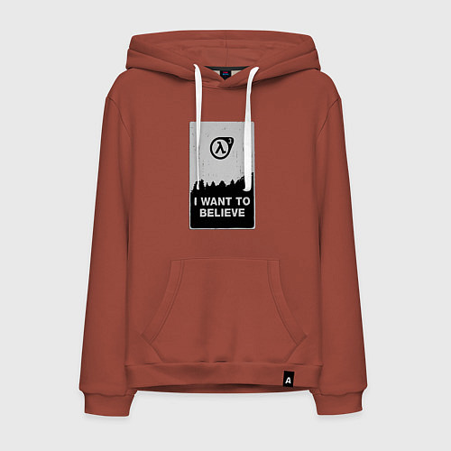 Мужская толстовка-худи Хочу верить в HL3 / Кирпичный – фото 1