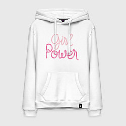 Толстовка-худи хлопковая мужская Pink - girl Power, цвет: белый