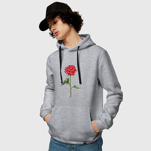 Мужская толстовка-худи Роза красная / Меланж – фото 3