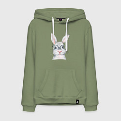 Толстовка-худи хлопковая мужская Серый кролик, цвет: авокадо