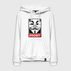 Толстовка-худи хлопковая мужская Гай Фокс - постер, цвет: белый