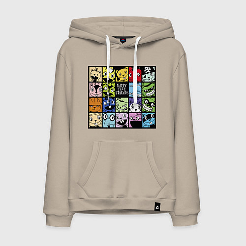 Мужская толстовка-худи All happy three friends / Миндальный – фото 1