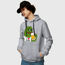 Толстовка-худи хлопковая мужская Drink Pepe, цвет: меланж — фото 2