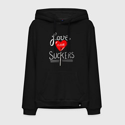 Толстовка-худи хлопковая мужская Love is for suckers, цвет: черный