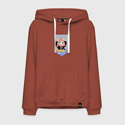 Толстовка-худи хлопковая мужская Аня из семья шпиона и рамён, цвет: кирпичный