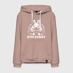 Толстовка-худи хлопковая мужская Gym bunny powerlifting, цвет: пыльно-розовый